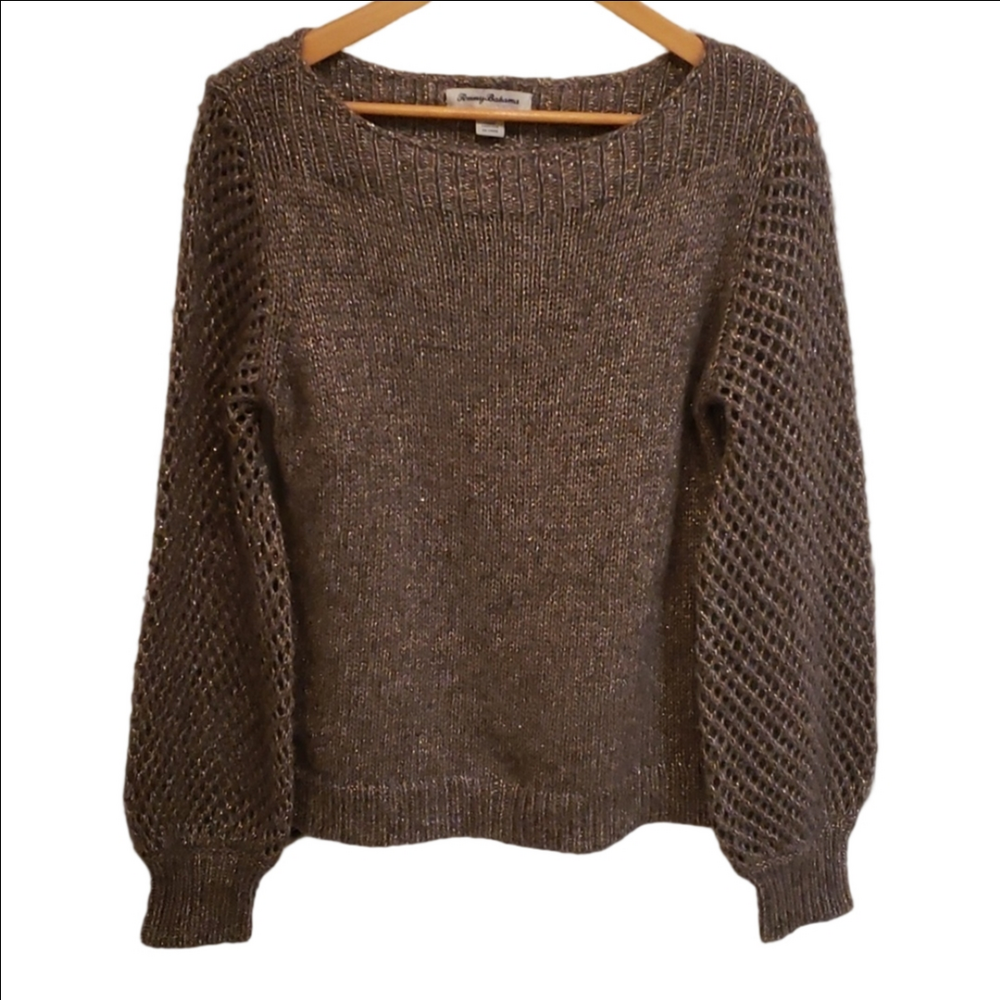 Tommy Bahama shimmer balloon sleeve bateau sweater wool blend